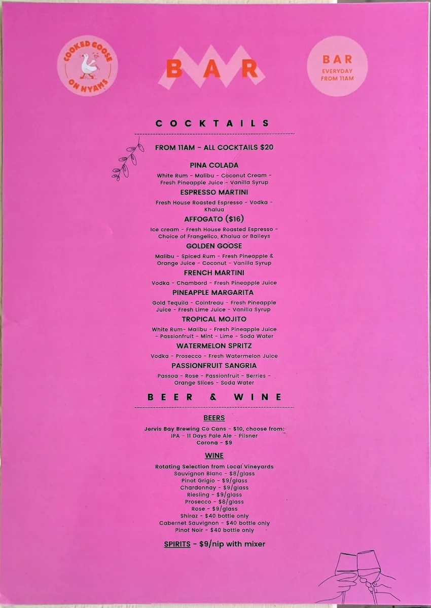 Menu, Cooked Goose on Hyams