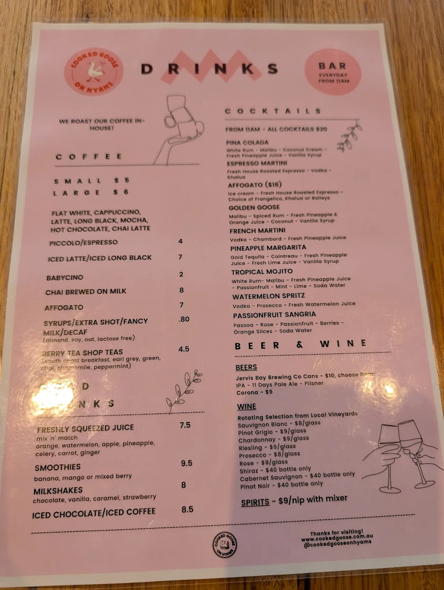 Menu, Cooked Goose on Hyams