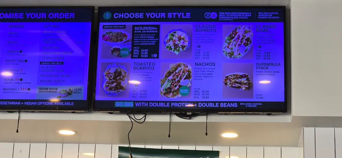 Menu, Zambrero Lawnton