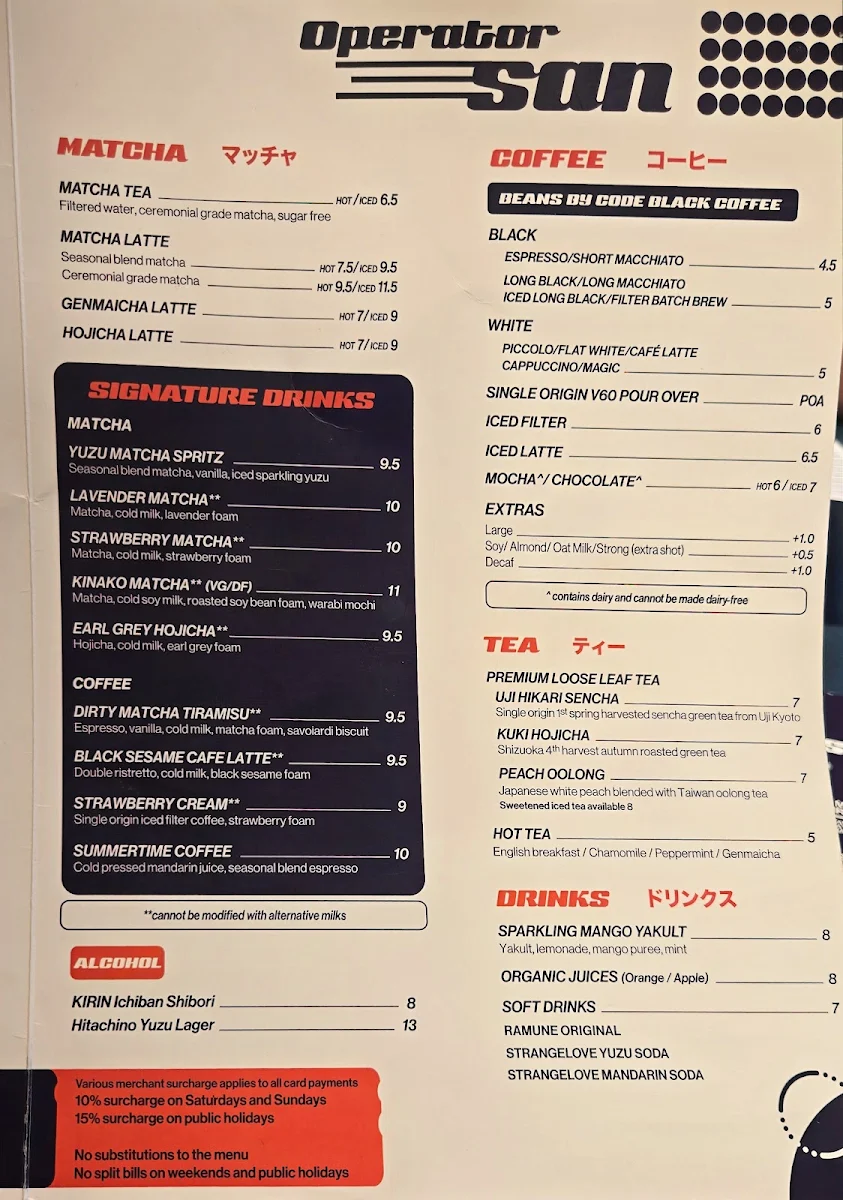 Menu, Operator San