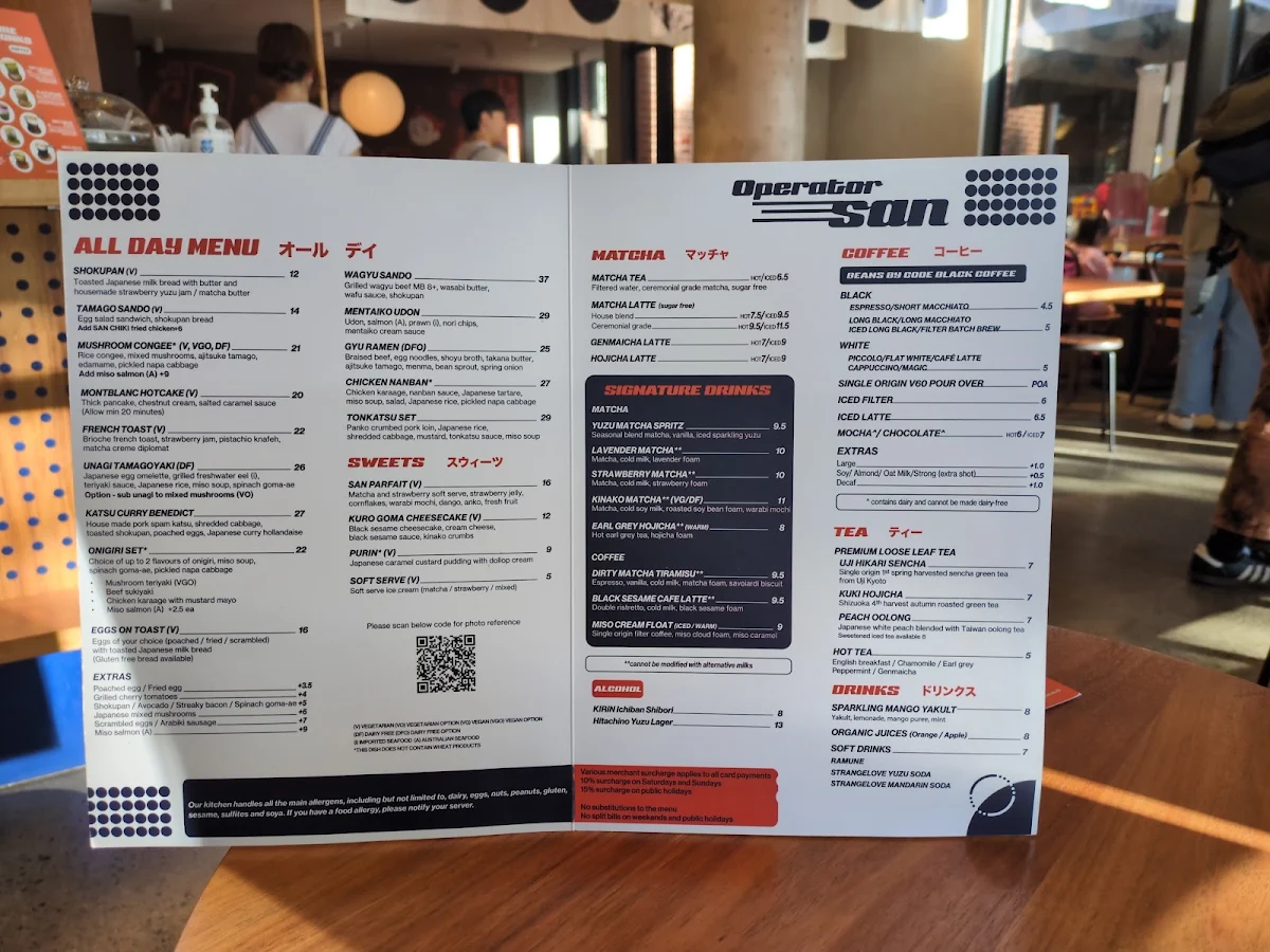 Menu, Operator San