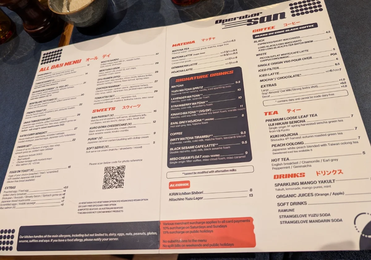 Menu, Operator San