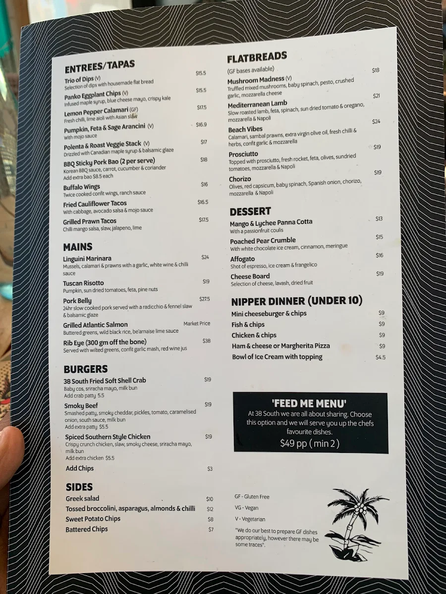 Menu, 38 South