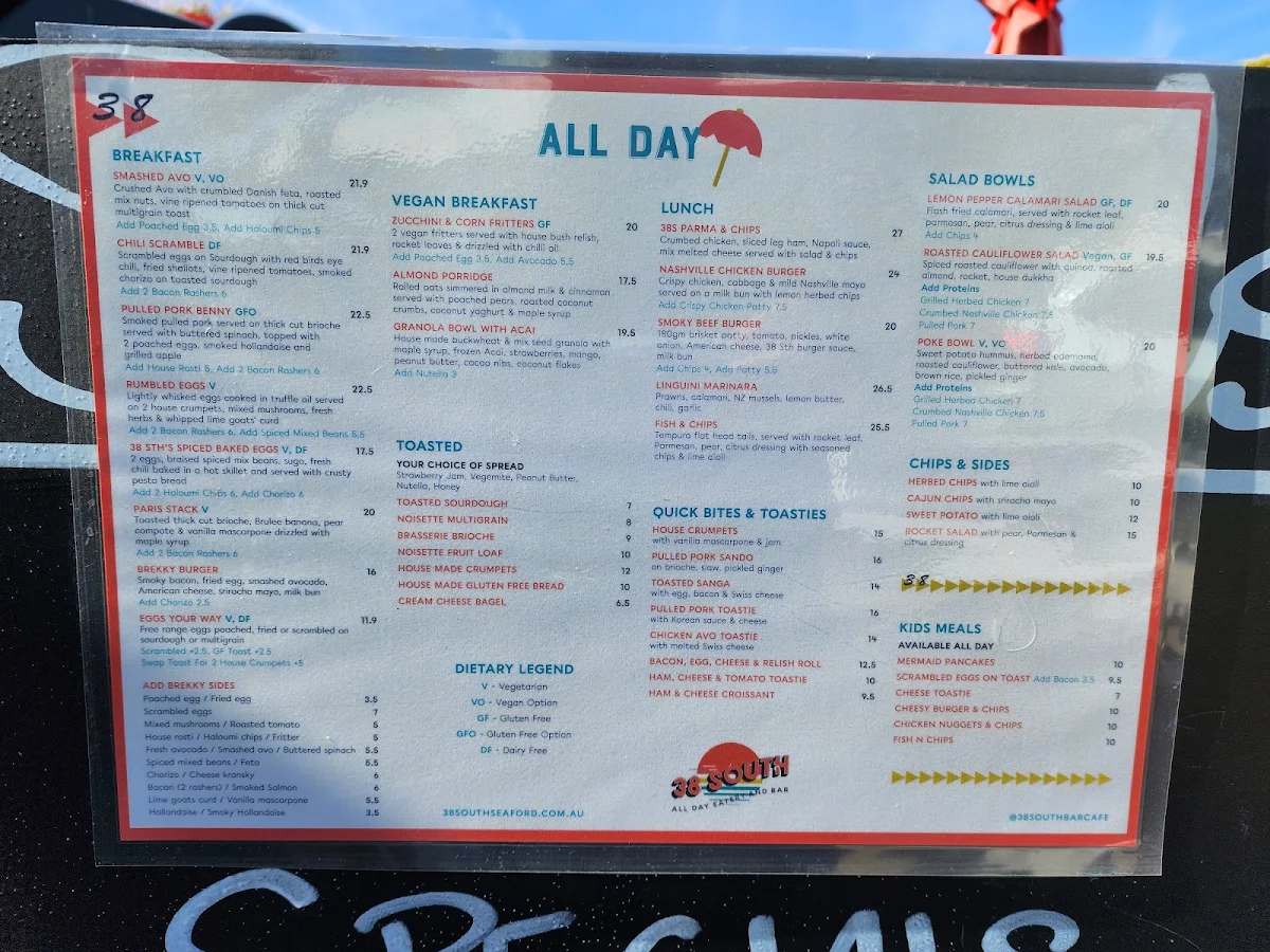 Menu, 38 South