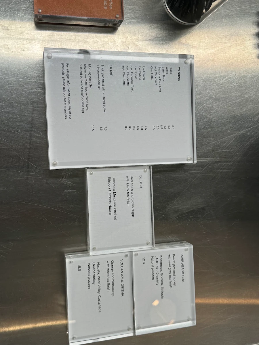 Menu, BENCH COFFEE CO. Roastery