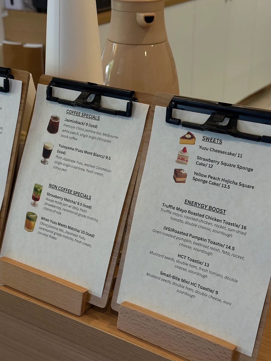 Menu, Moment Coffee