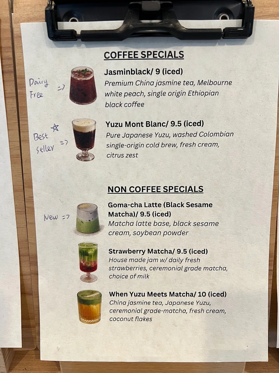 Menu, Moment Coffee