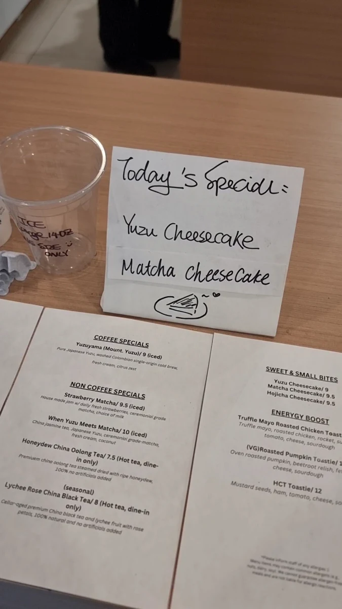 Menu, Moment Coffee