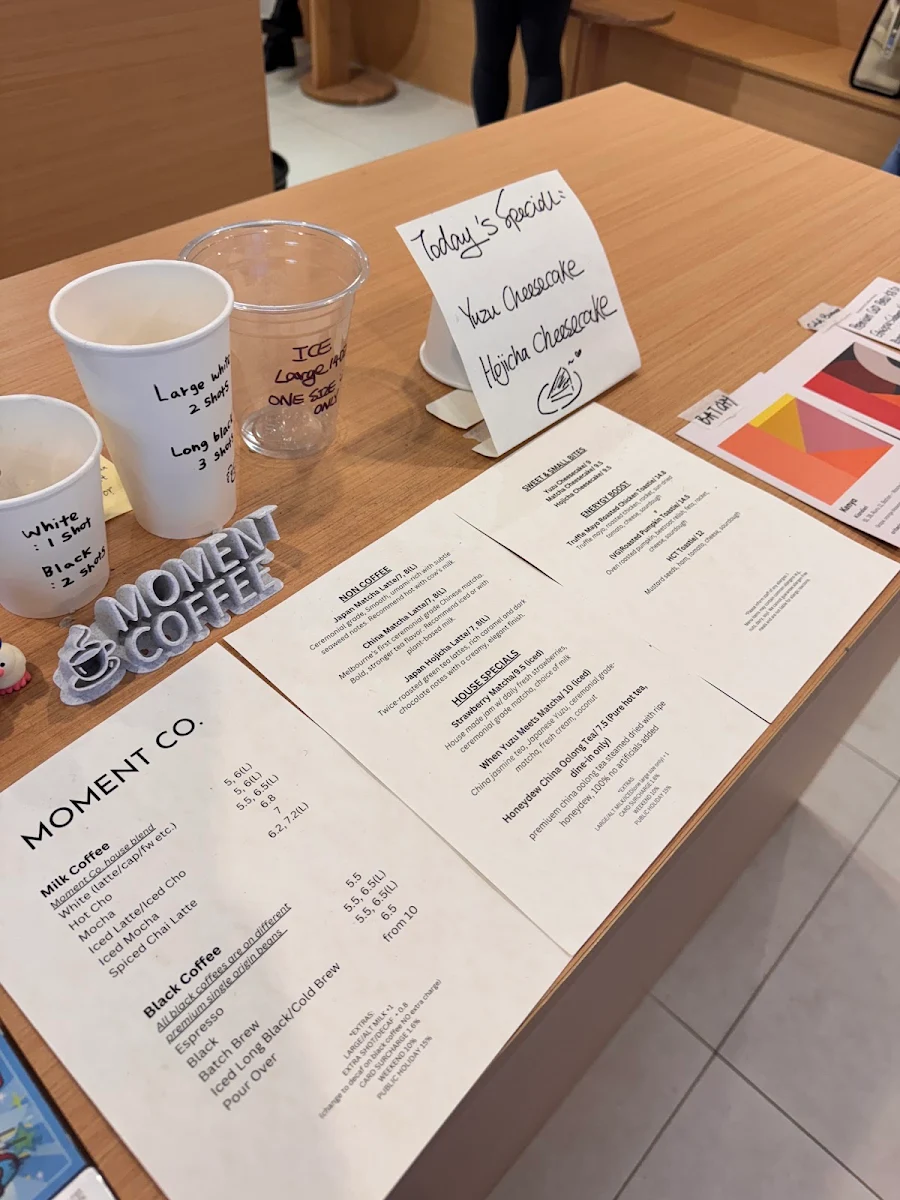 Menu, Moment Coffee