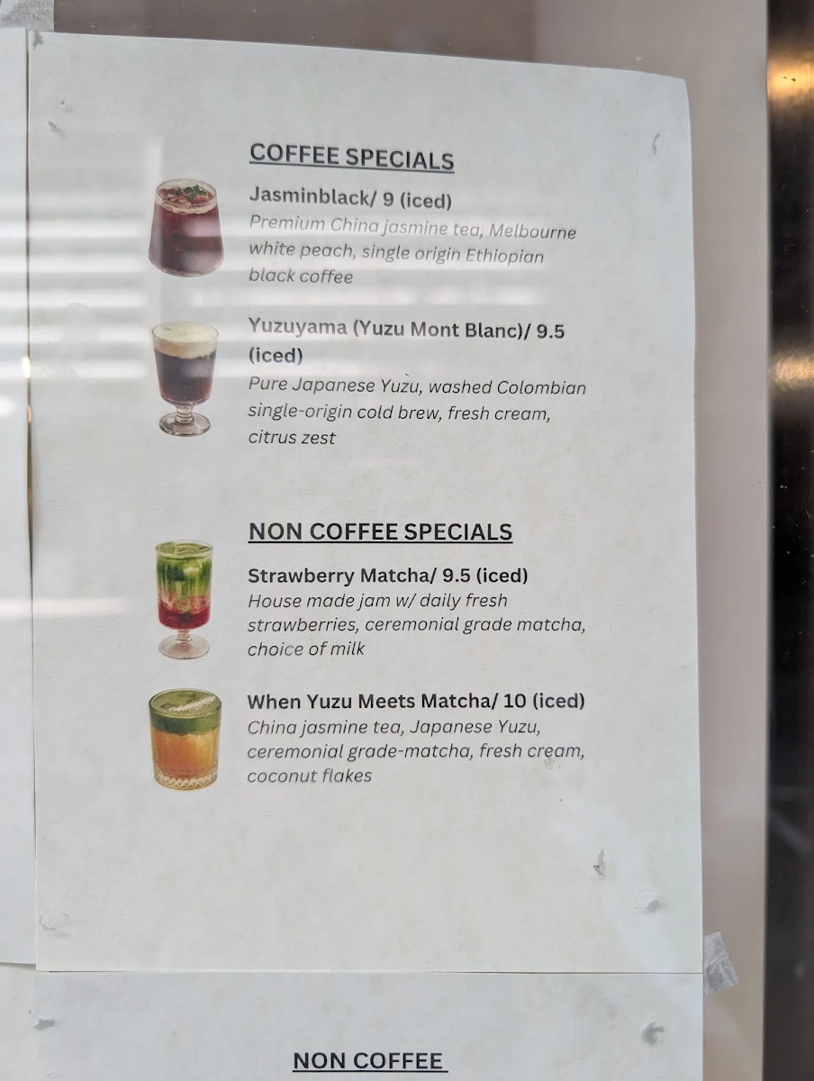Menu, Moment Coffee