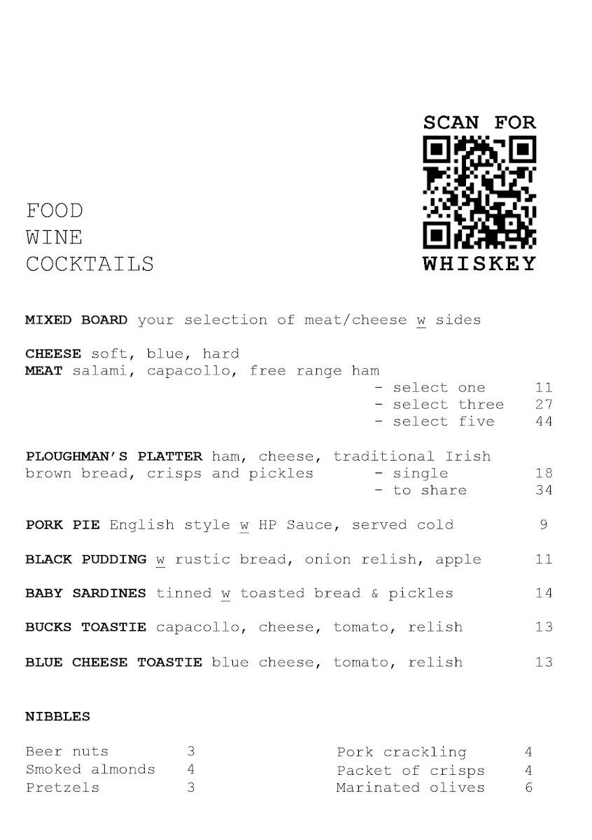 Menu, Buck Mulligan's