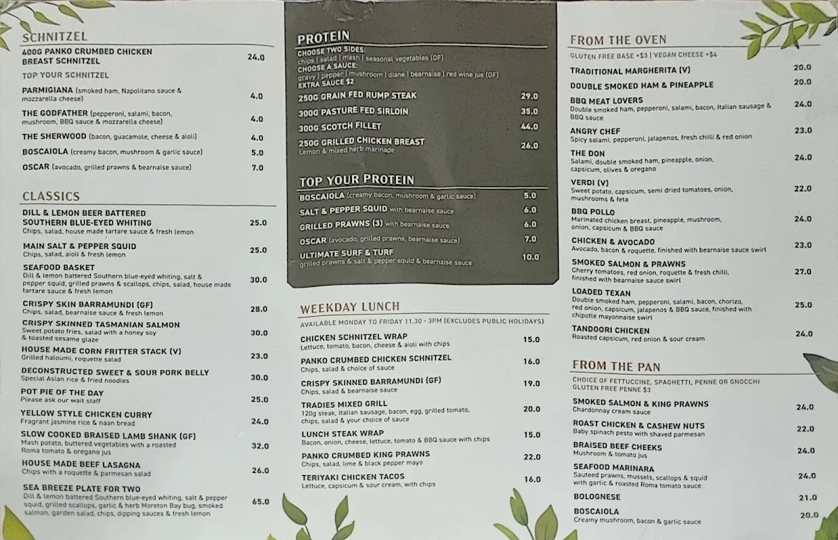 Menu, Robin Hood Hotel Orange