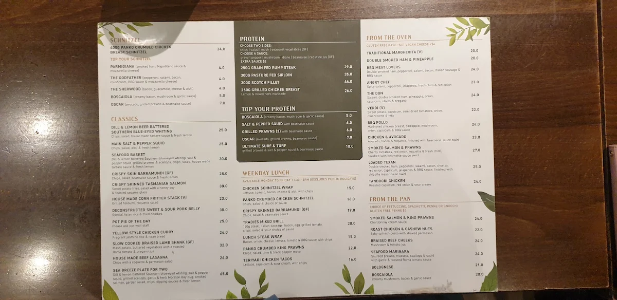 Menu, Robin Hood Hotel Orange