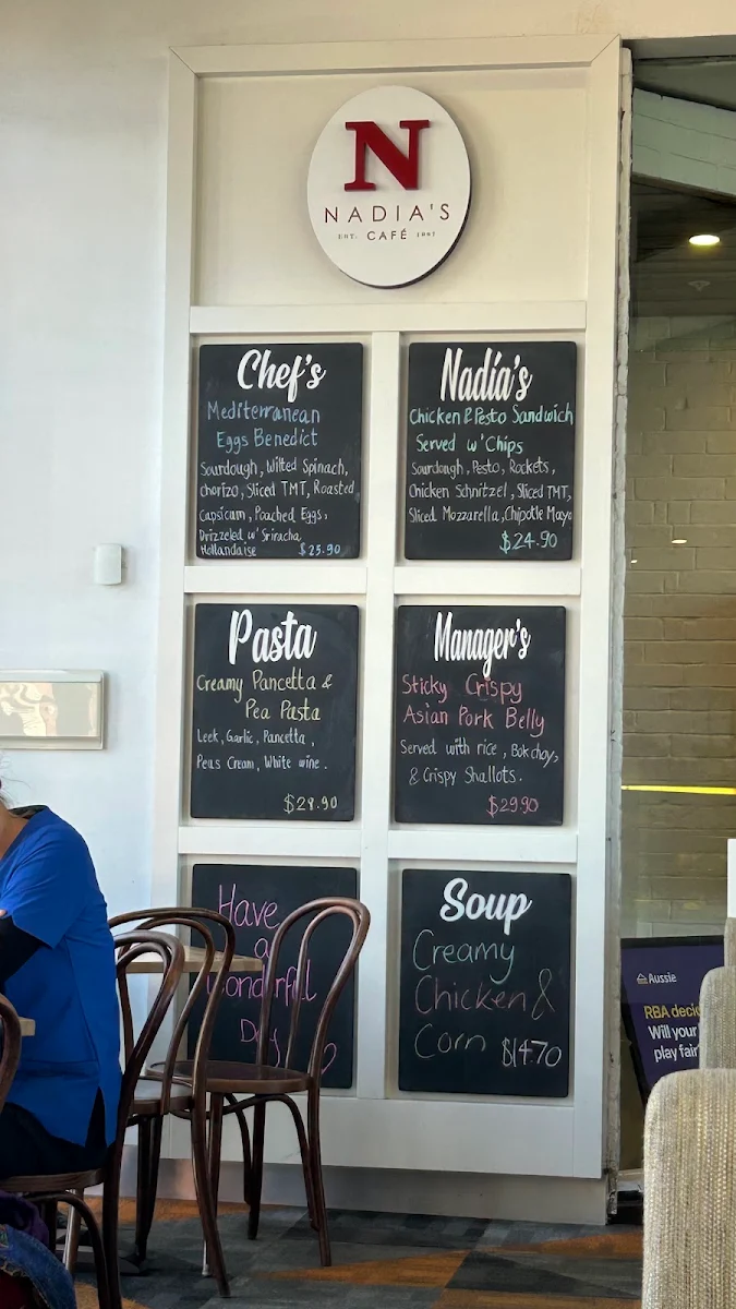 Menu, Nardia's Kitchen Wollongong