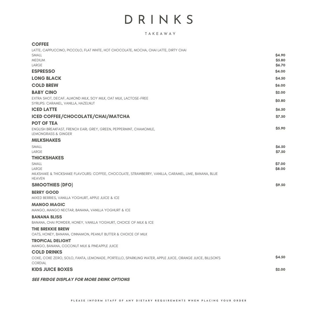 Menu, The Fox & Brew