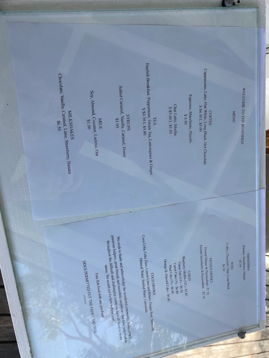 Menu, Dunbogan Boatshed & Marina