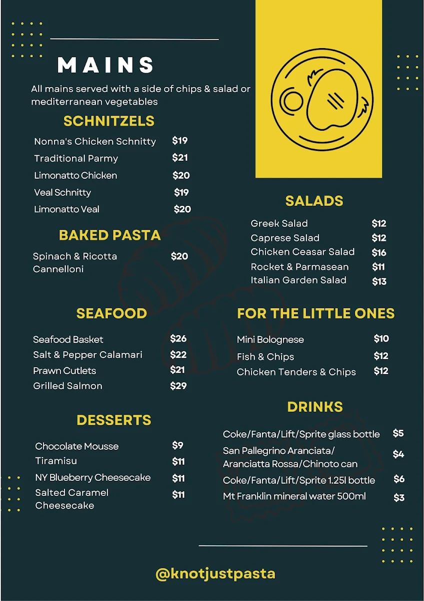 Menu, KNOT JUST PASTA