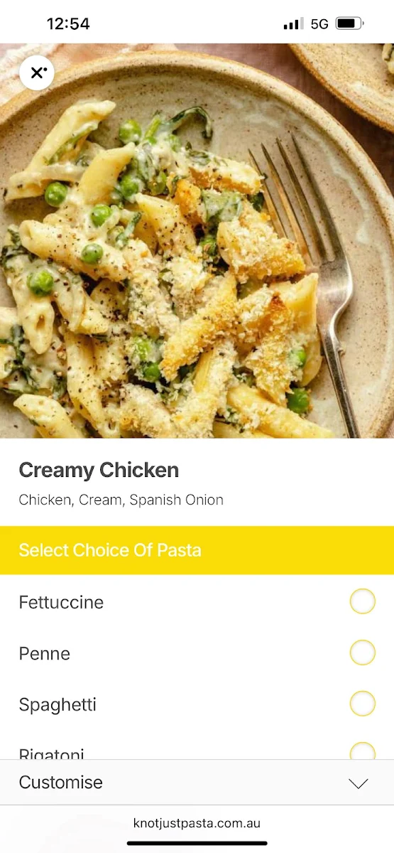 Menu, KNOT JUST PASTA