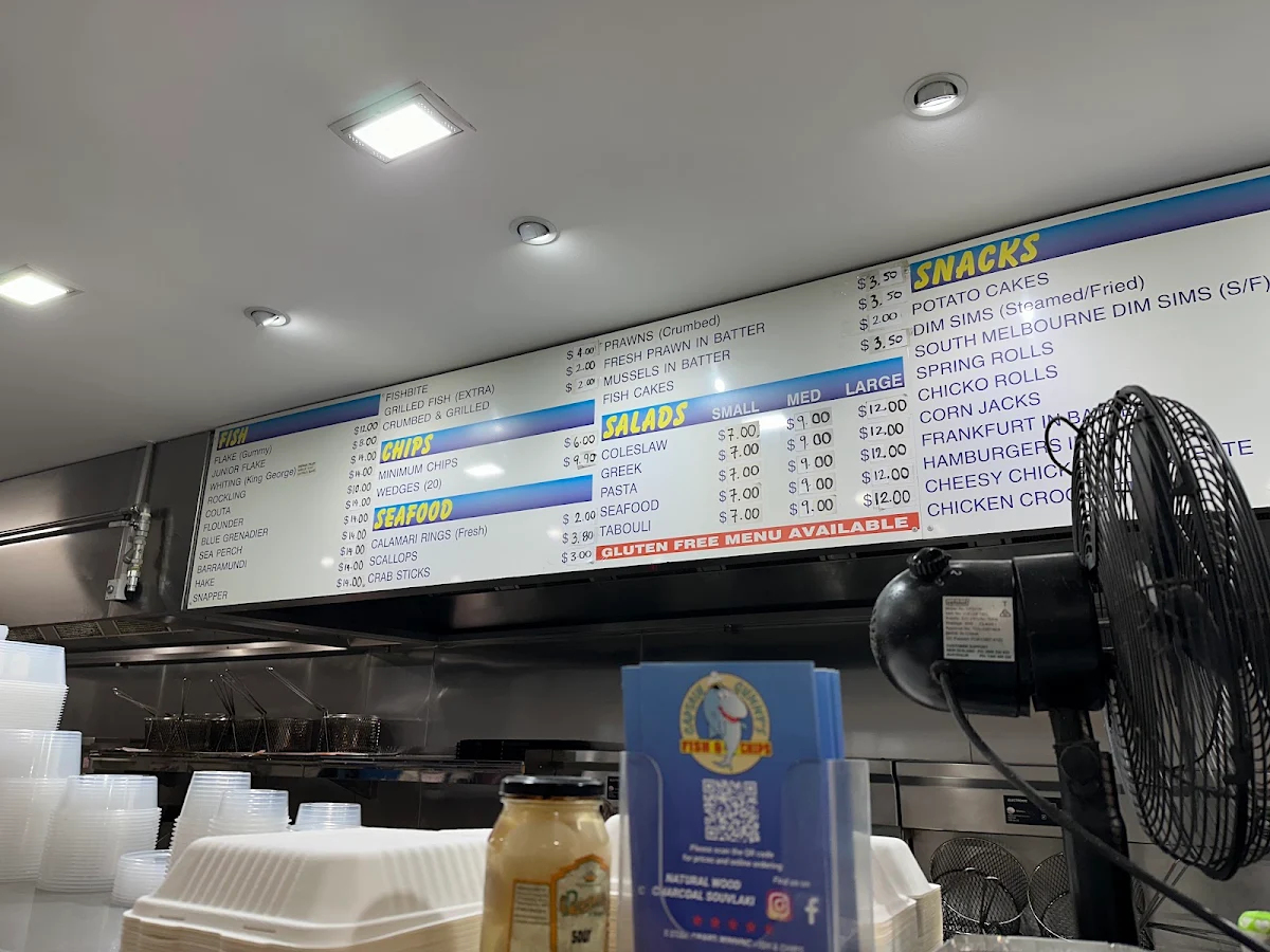 Menu, Captain Gummys Fish & Chips Frankston