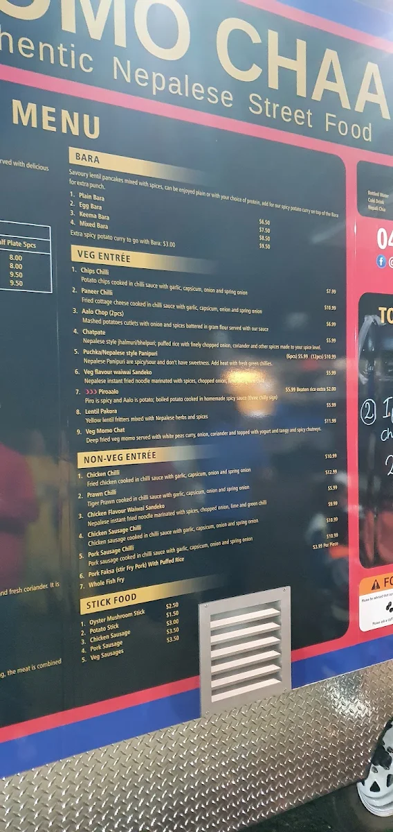 Menu, MOMO CHAA CRAIGIEBURN
