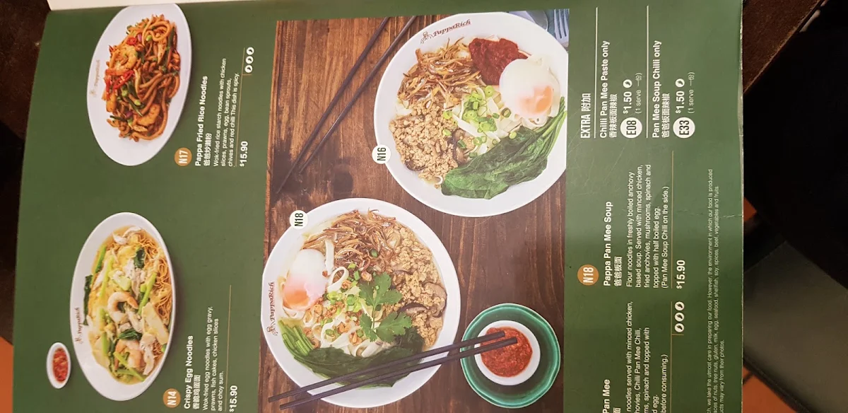 Menu, PappaRich Northland