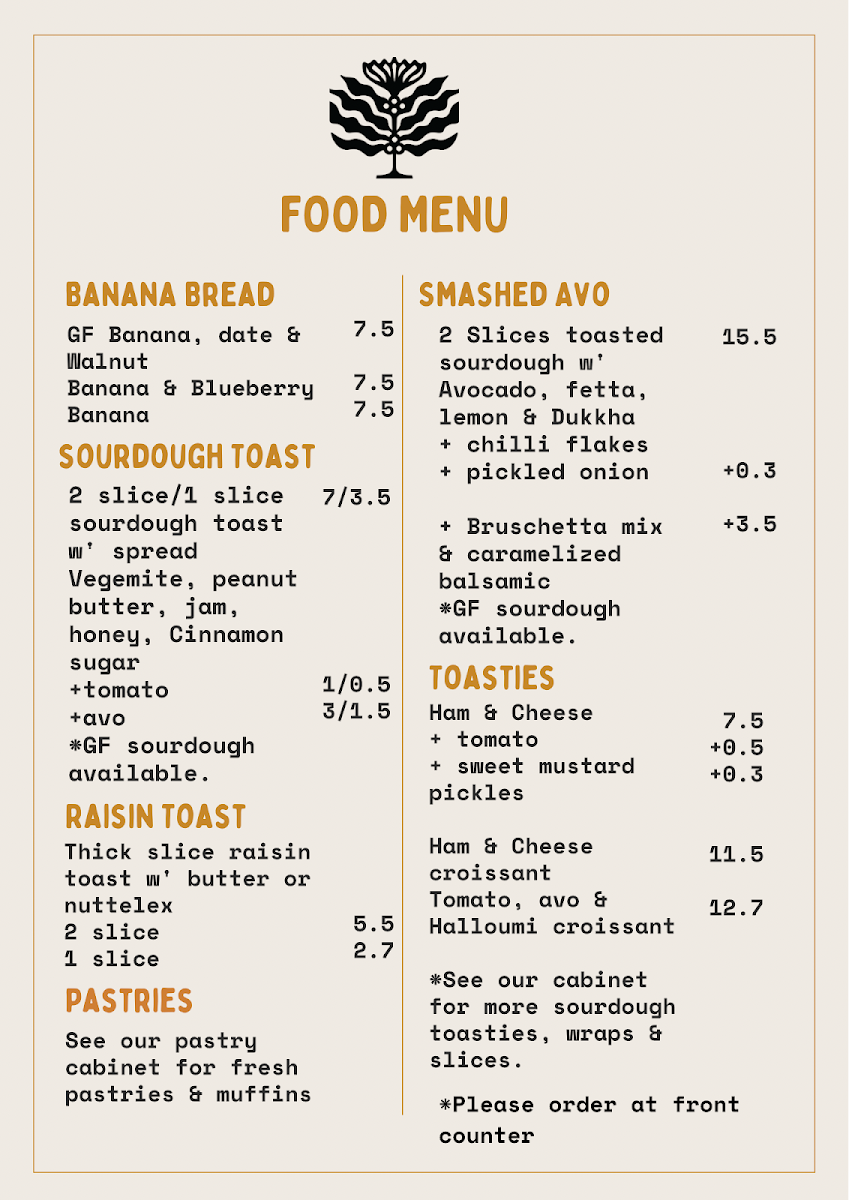 Menu, The George Espresso Bar