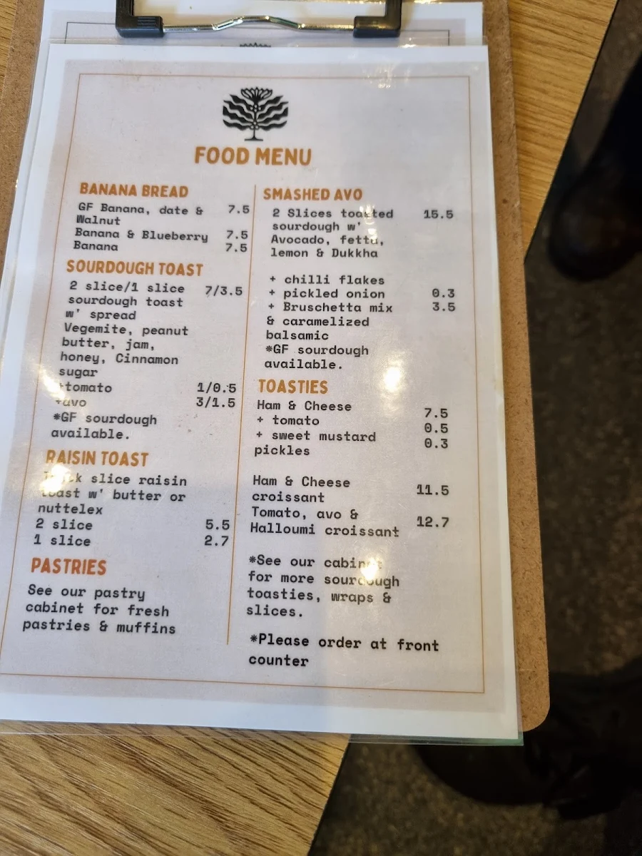 Menu, The George Espresso Bar