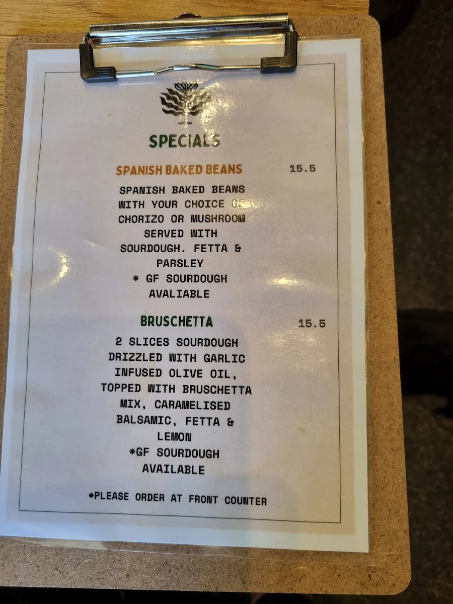Menu, The George Espresso Bar