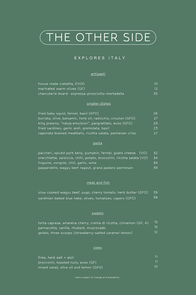 Menu, The Other Side