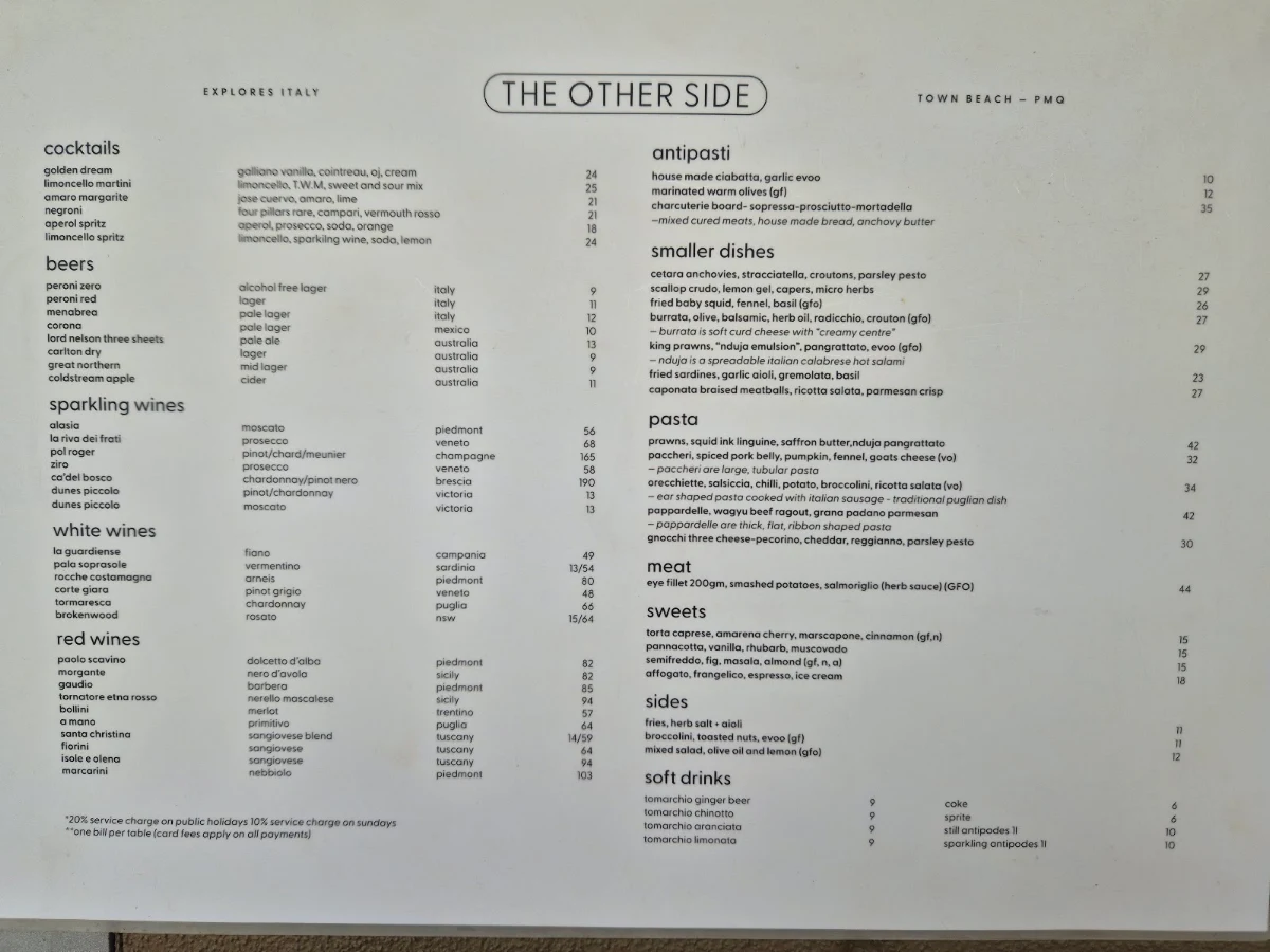 Menu, The Other Side