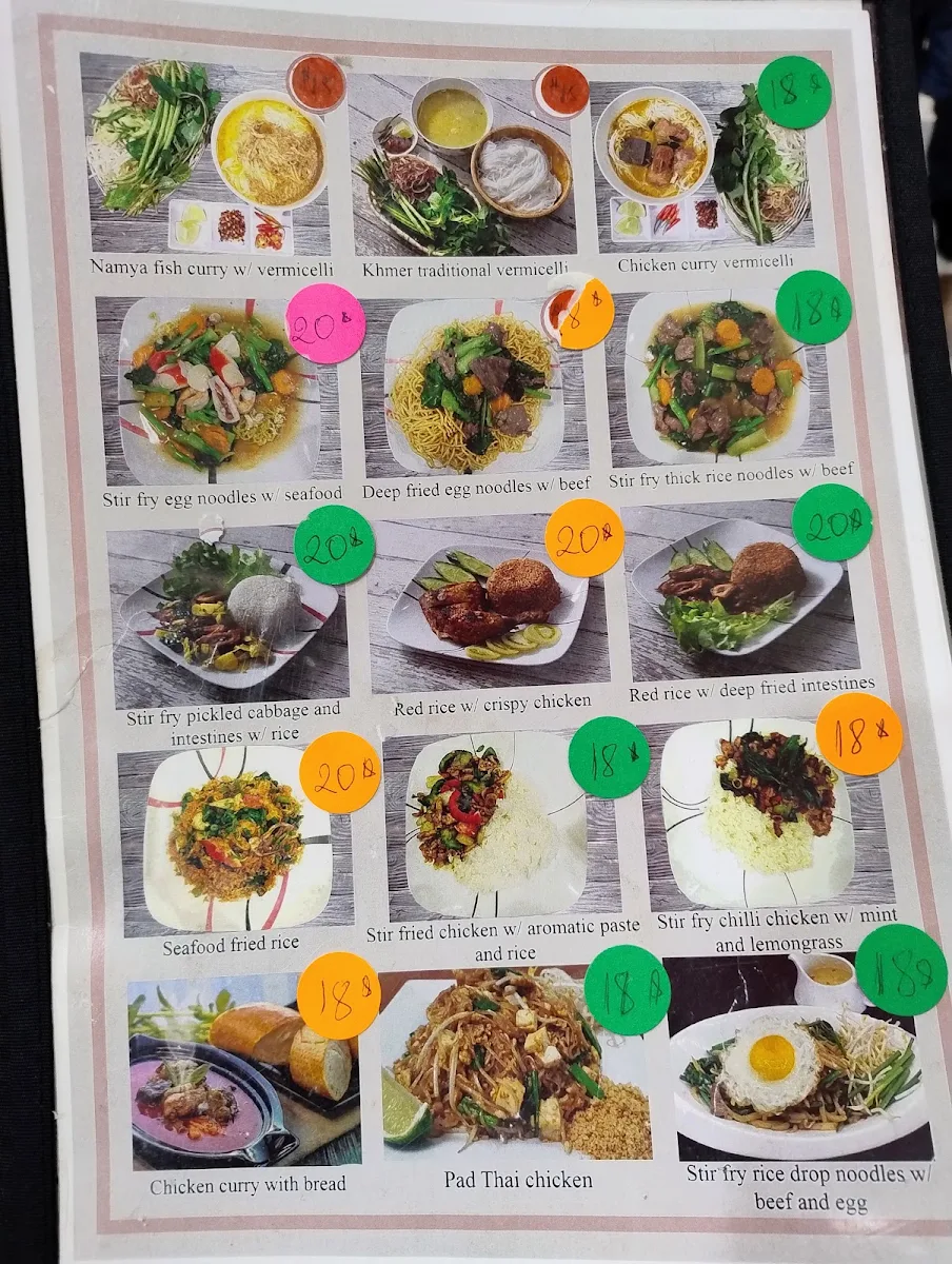 Menu, Phnom Penh Mini Restaurant