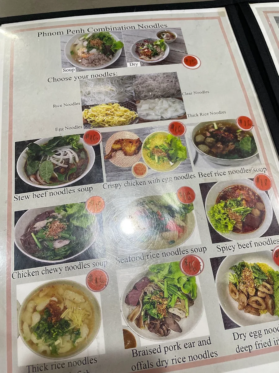 Menu, Phnom Penh Mini Restaurant