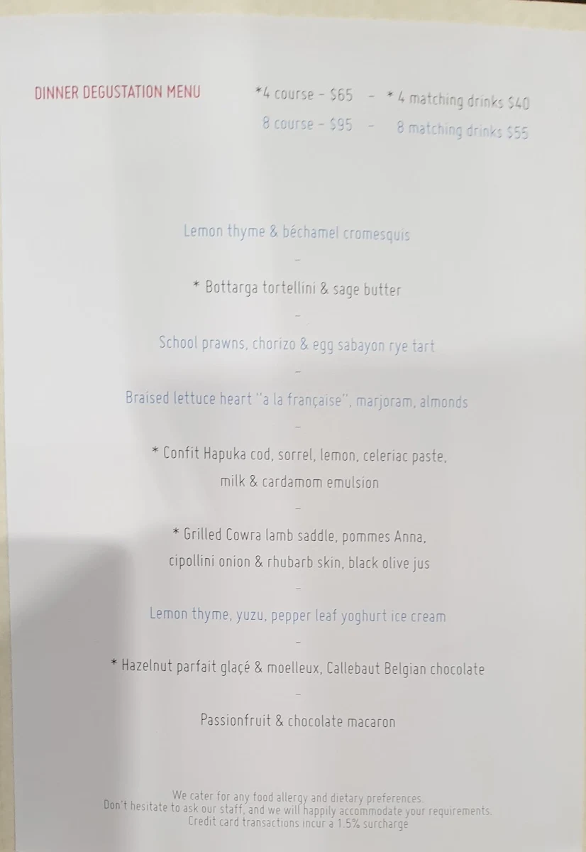 Menu, Frenchies Bistro and Brewery