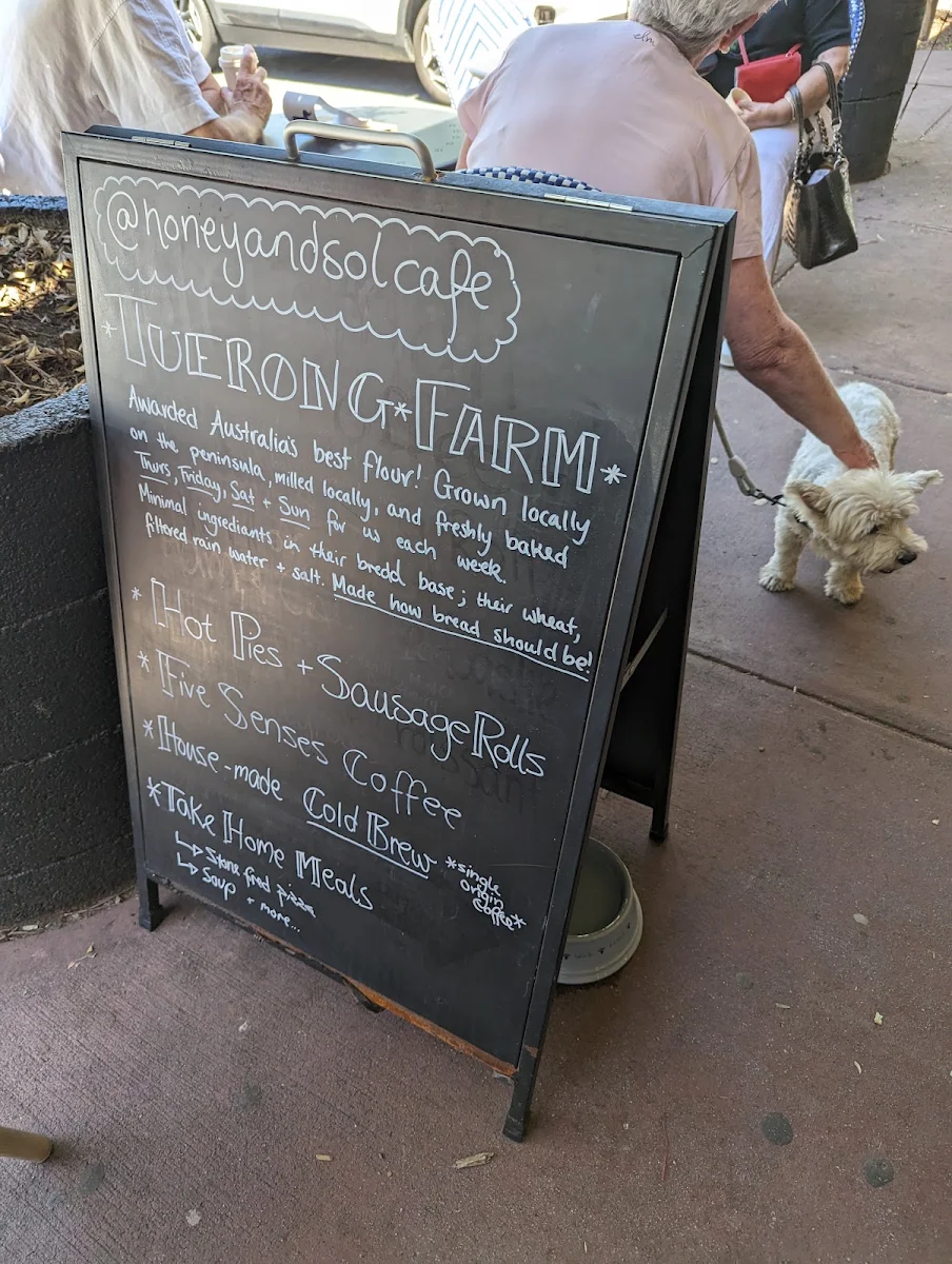 Menu, Honey and Sol Café