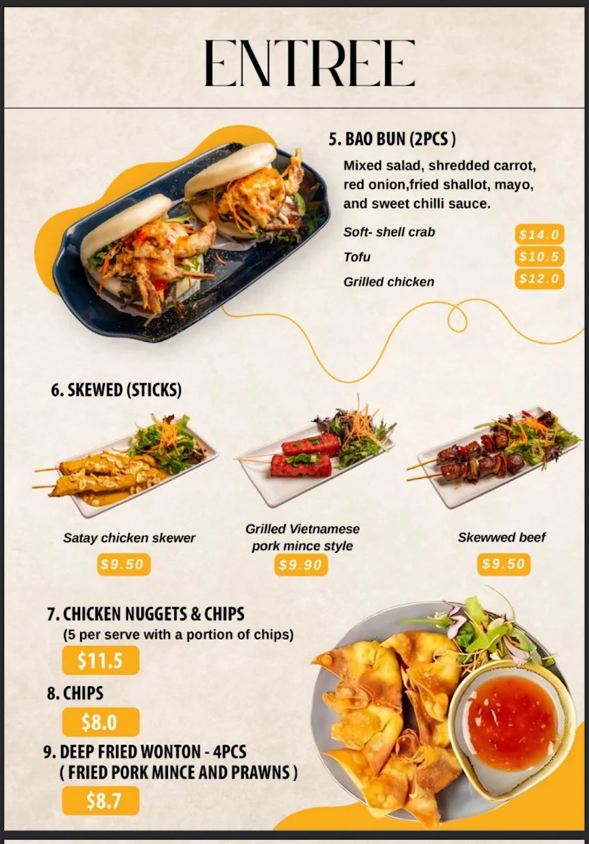 Menu, Sonny Boy Vietnamese Kitchen