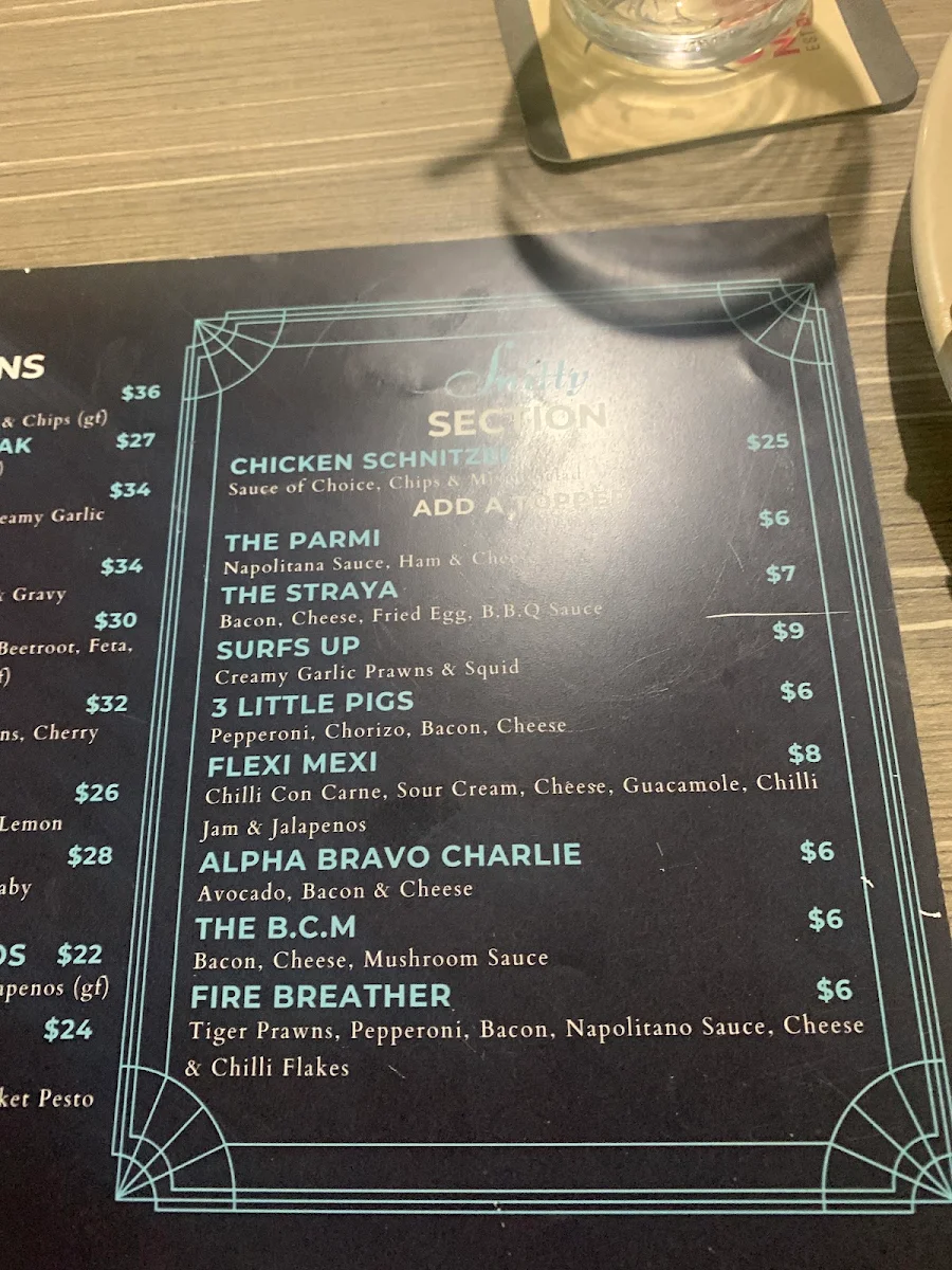 Menu, Valla Beach Tavern