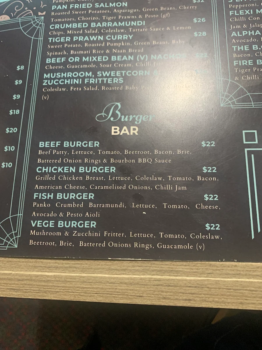 Menu, Valla Beach Tavern