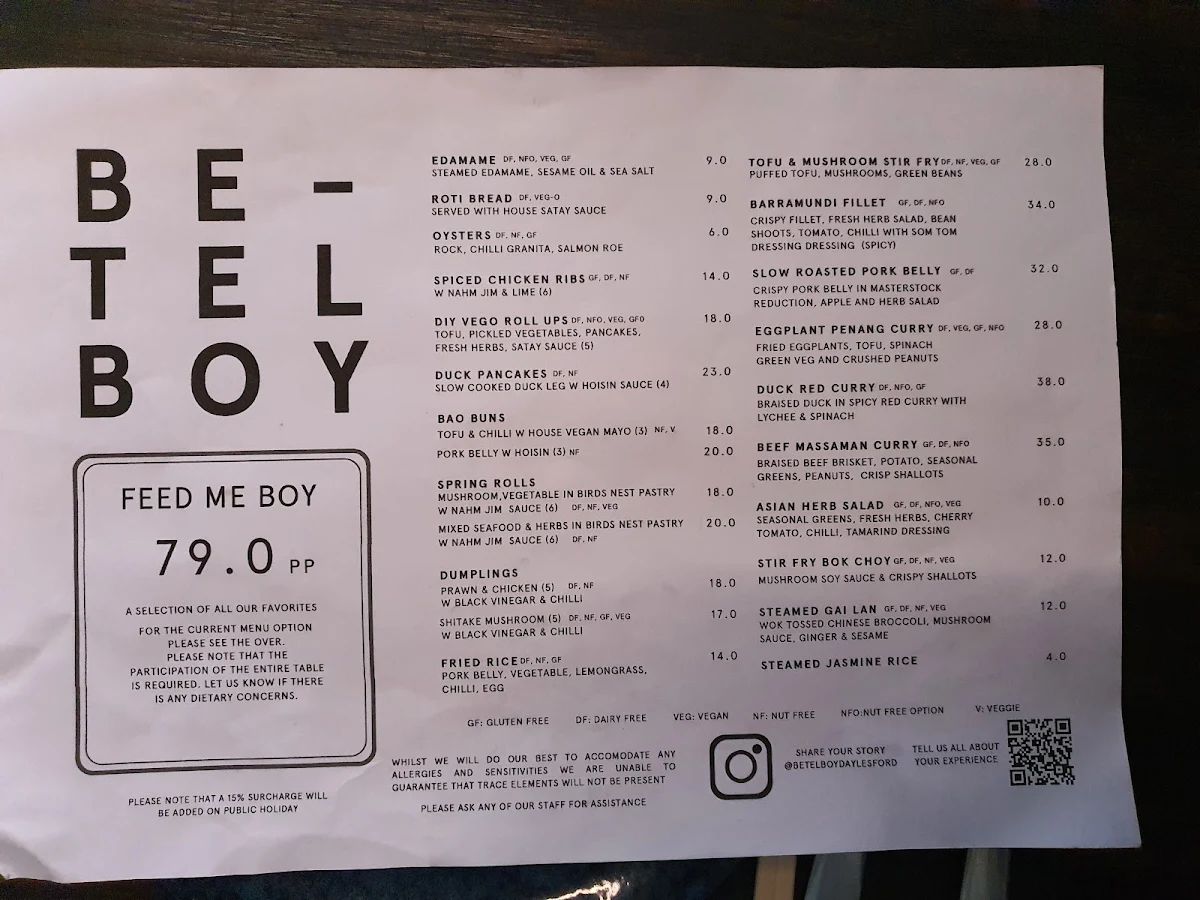 Menu, Betel Boy