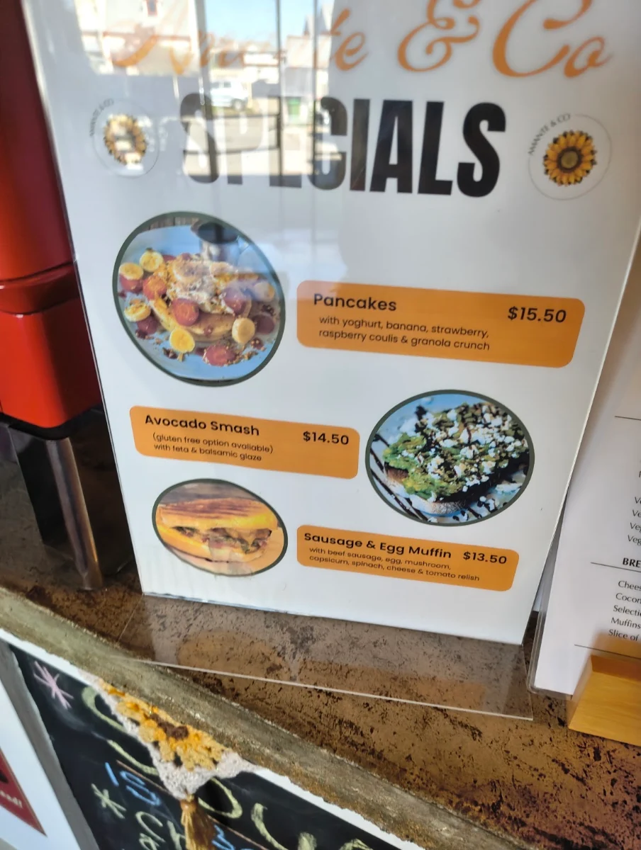 Menu, Amante & Co Coffee