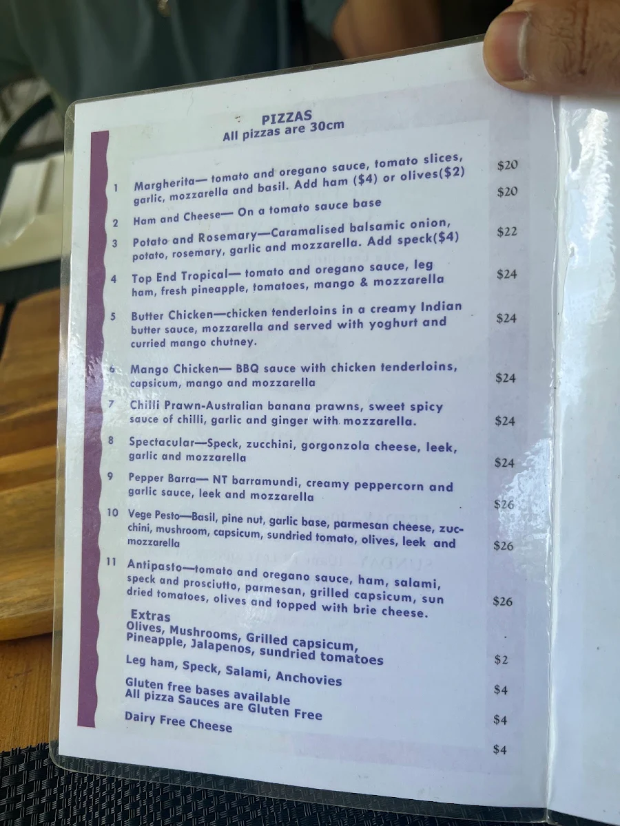 Menu, The Purple Mango Cafe and Brewery
