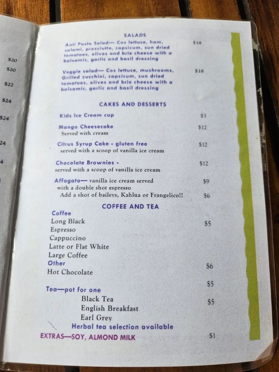 Menu, The Purple Mango Cafe and Brewery