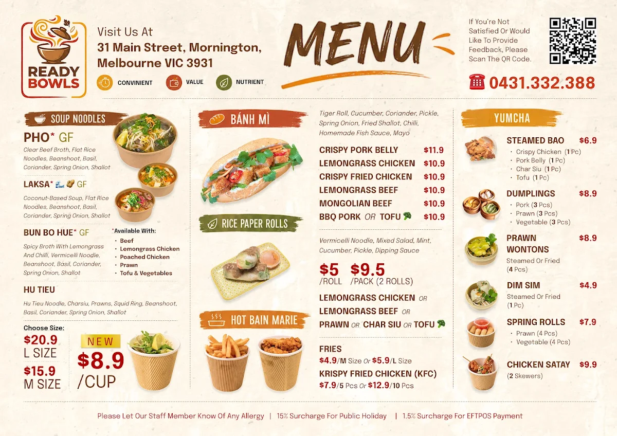 Menu, Pot au Pho Bar Mornington | Vietnamese & Pan-Asian Cuisine, Dine-in & Takeaway restaurant