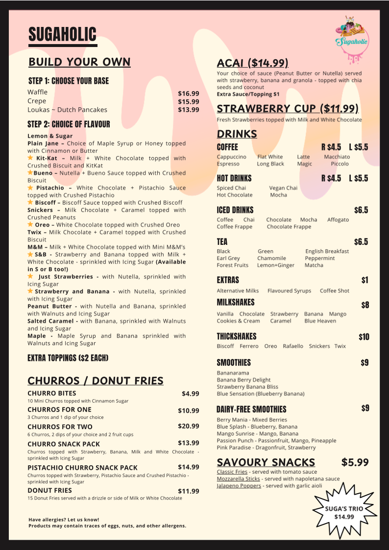 Menu, Sugaholic