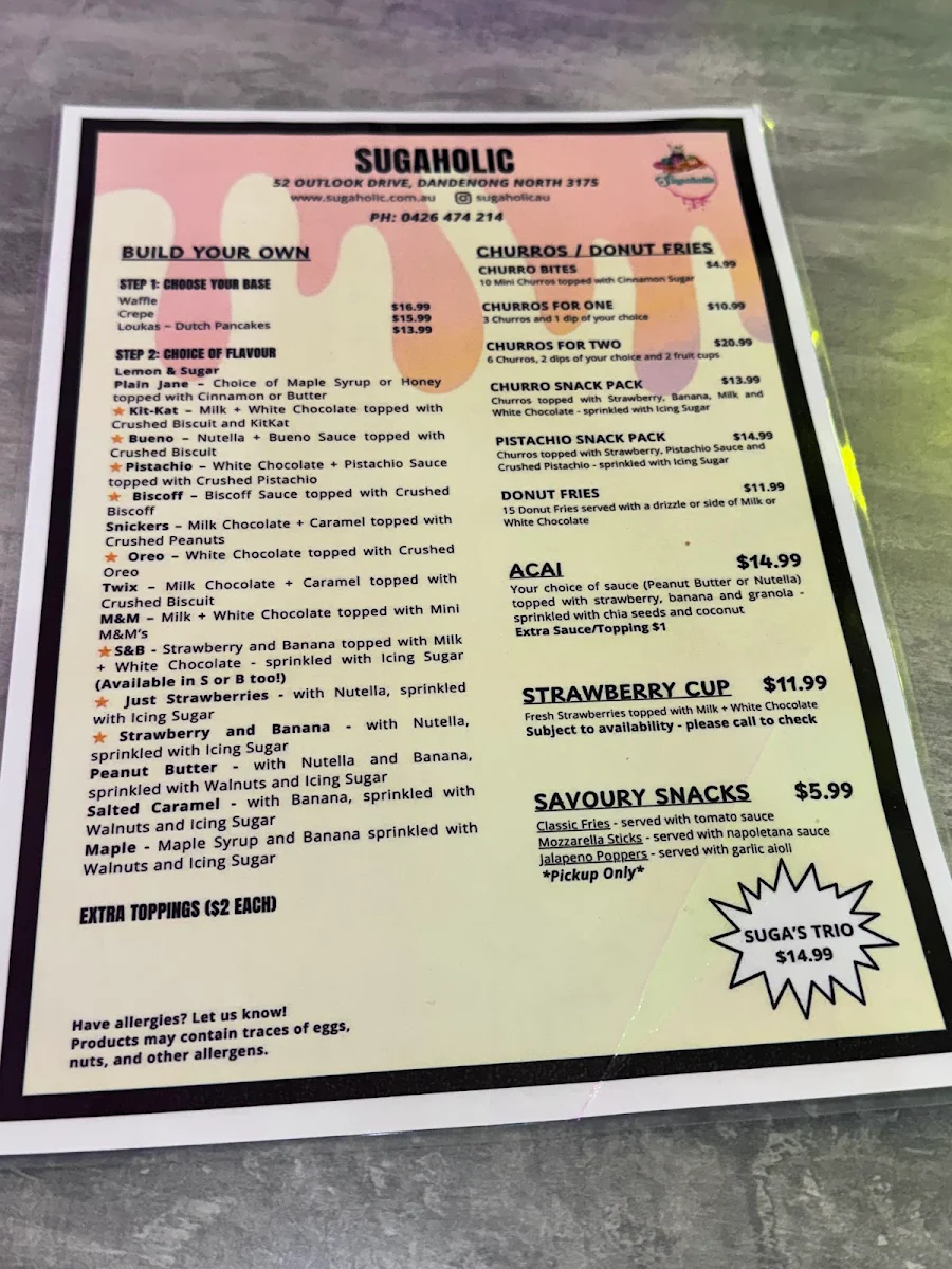 Menu, Sugaholic