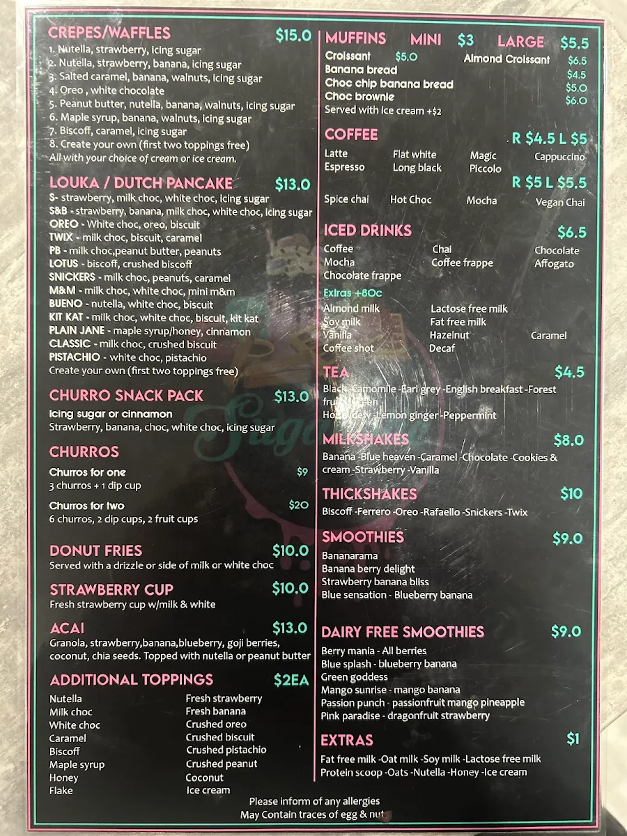 Menu, Sugaholic