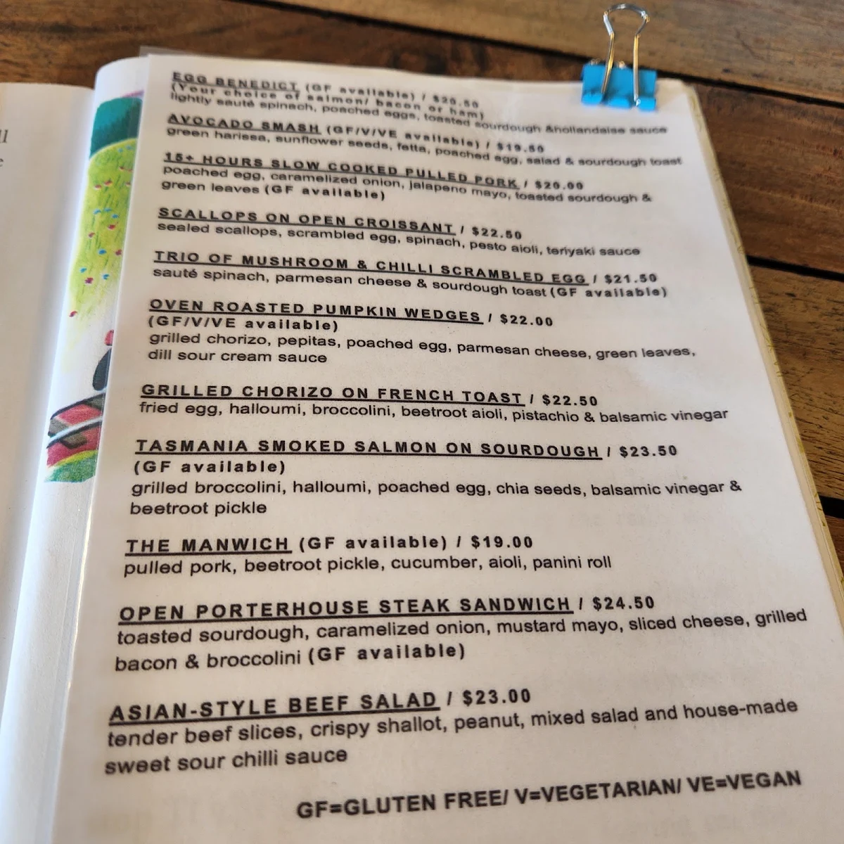 Menu, Mrs. S Café