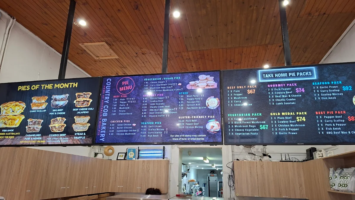 Menu, Country Cob Bakery - Kyneton