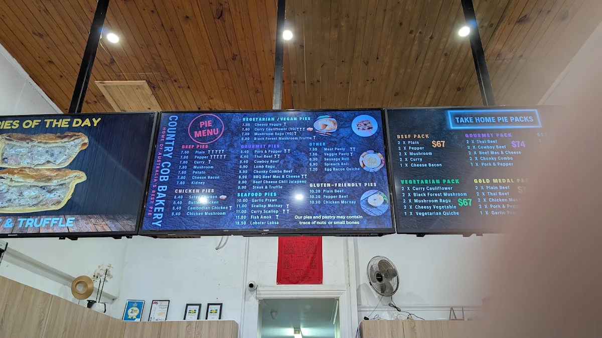 Menu, Country Cob Bakery - Kyneton