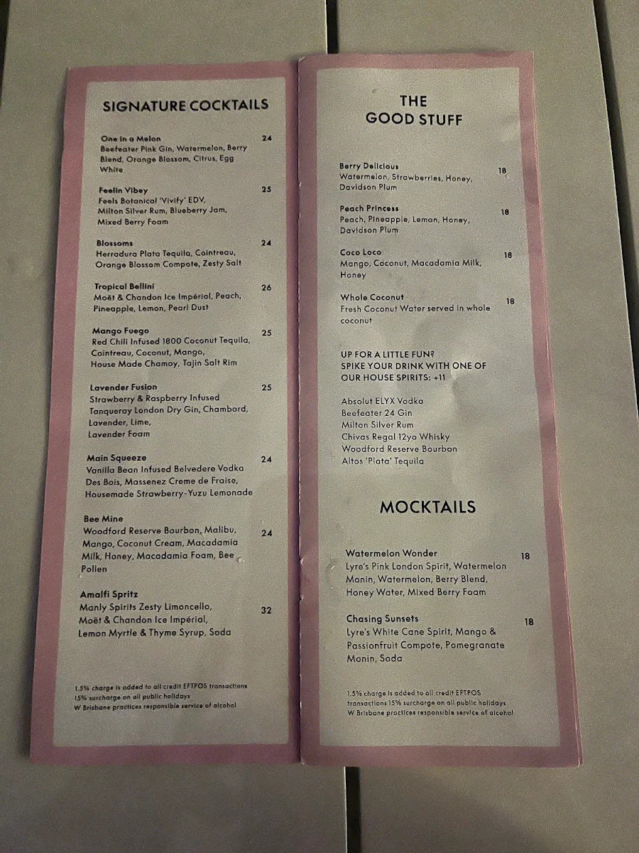 Menu, WET Deck
