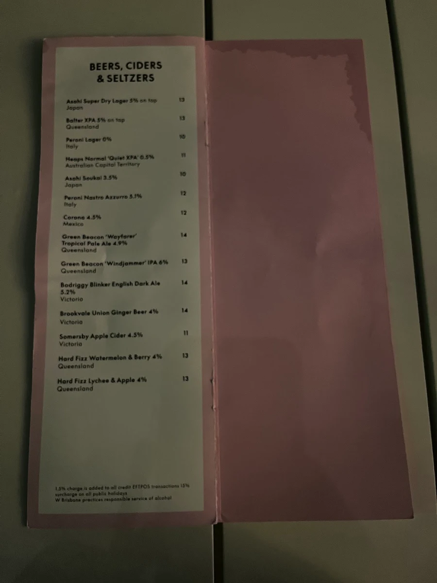 Menu, WET Deck
